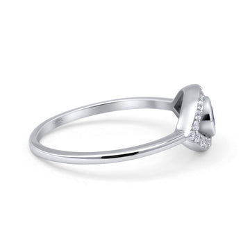Halo Eye Evil Ring Round Simulated Pave Blue Sapphire Cubic Zirconia 925 Sterling Silver
